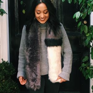 Colorblock Fur Wrap Scarf